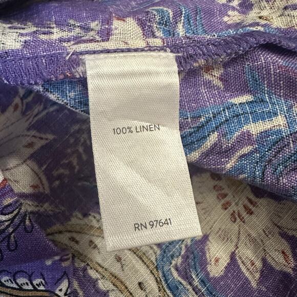 J. JILL Love Linen Mini Shift Dress Purple Floral Sleeveless Beach Boho - Picture 8 of 11